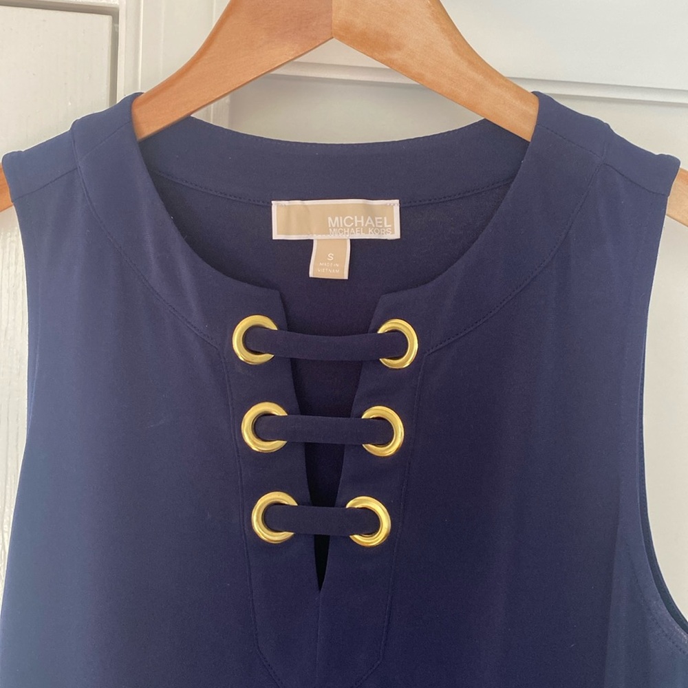 Michael Kors Navy Dress with Gold Details - Picture 3 of 5